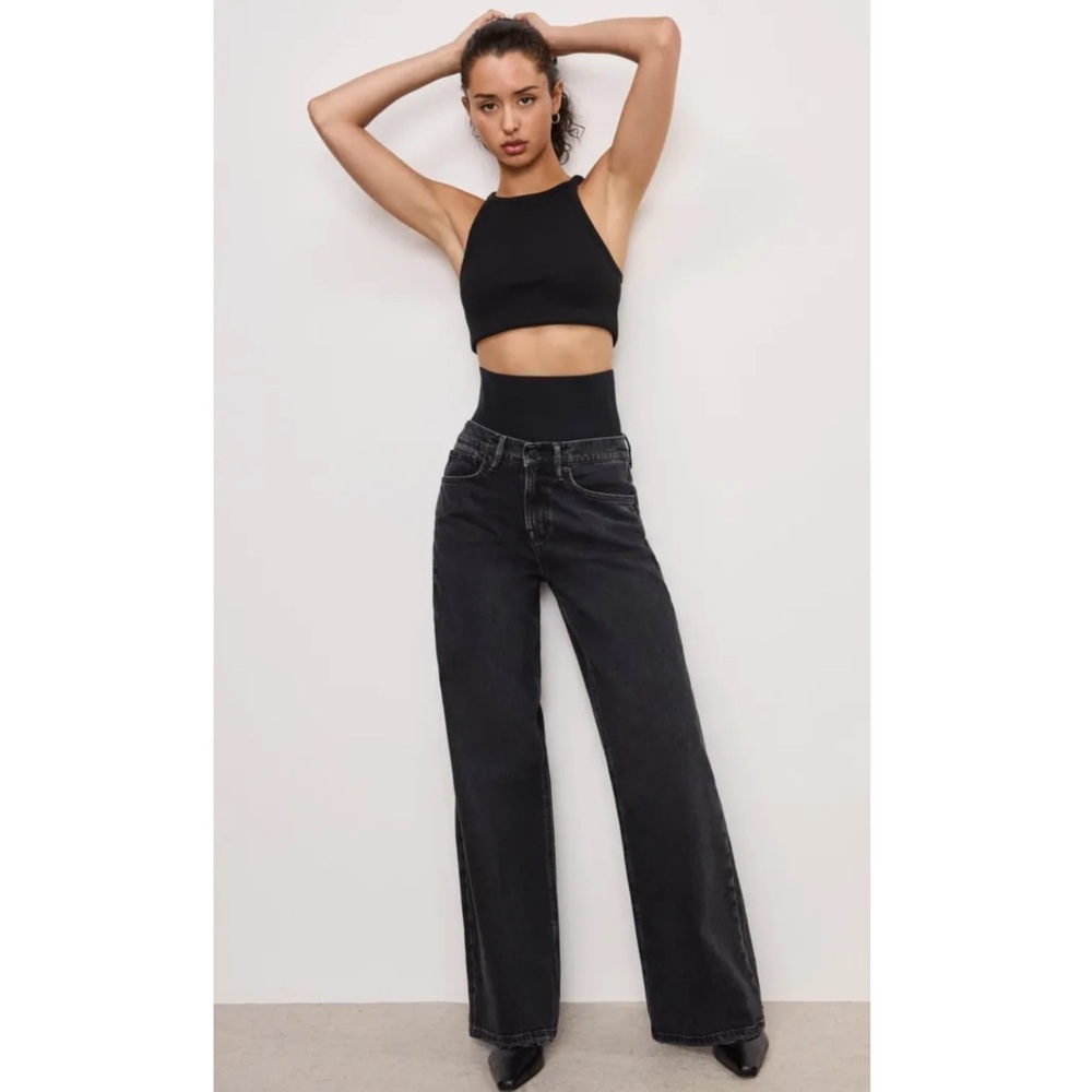 NWT GOOD AMERICAN Mid Rise Snatched Compression Waist Relaxed Wide Leg Jean 29